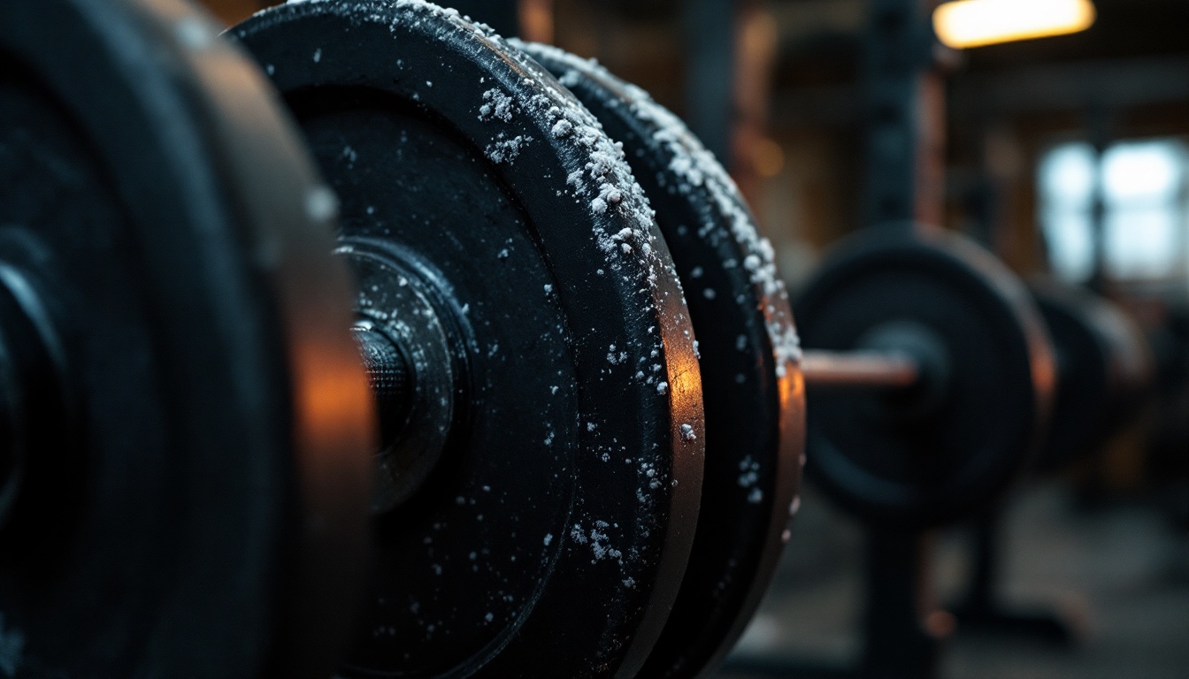 A barbell loaded with heavy iron weight plates